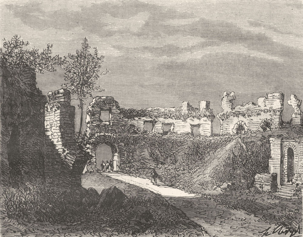 VAR. Ruines de I'amphitheatre Frejus 1884 old antique vintage print picture